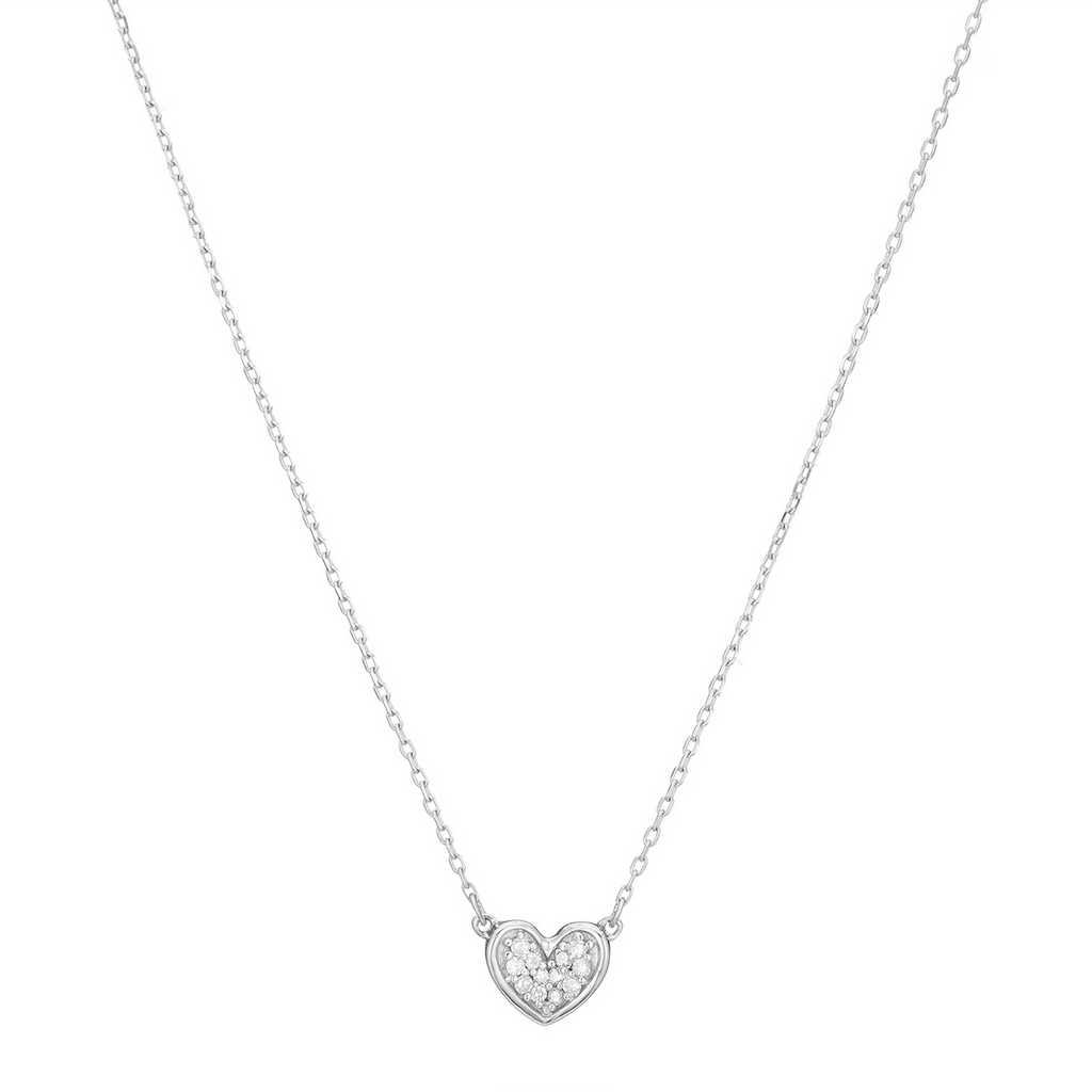 Super Tiny Pave Folded Heart - Silver