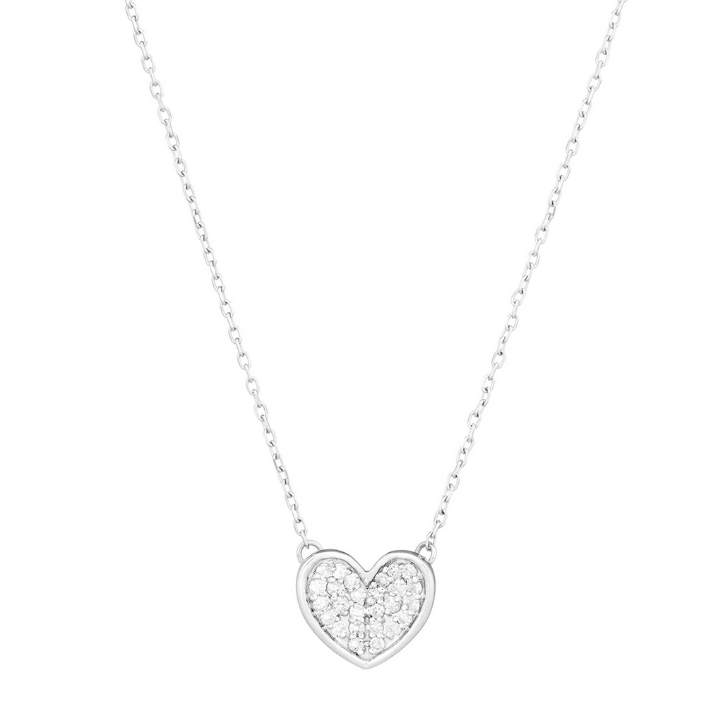 Tiny Pave Folded Heart - Silver