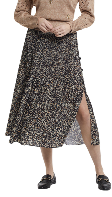 Button Front Long Skirt