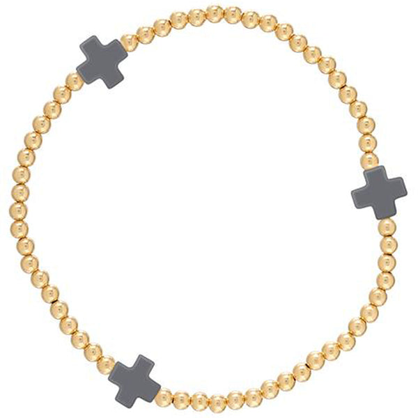 Sig. Cross Charcoal - 2mm Bead Bracelet