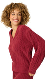 Long Sleeve Cozy Chenille Cable Knit