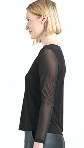 Mesh Sleeve Soft Knit Top