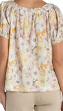 Short Sleeve Tie Neck Woven Top
