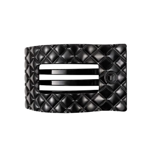 Medium Flat Rectangle Clip-Jet Black Quilted