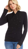 Drape Front Crossover Top with Sparkle