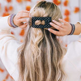 Medium Flat Rectangle Clip-Jet Black Quilted