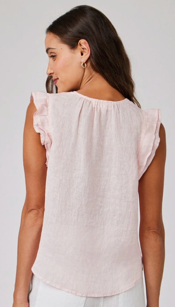 Ruffle Sleeve Tie Neck Top