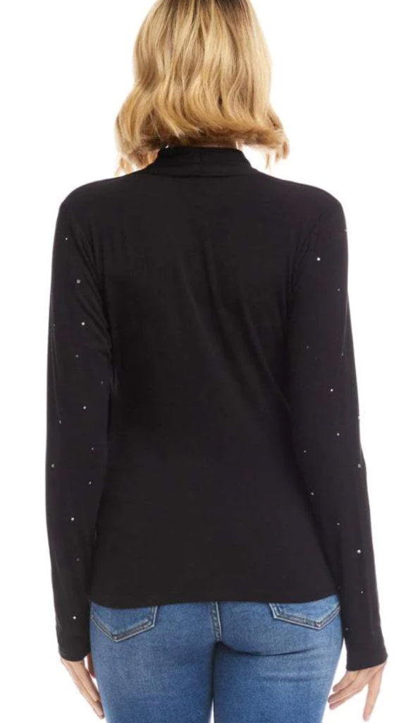 Drape Front Crossover Top with Sparkle