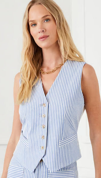 Stripe Button Up Vest