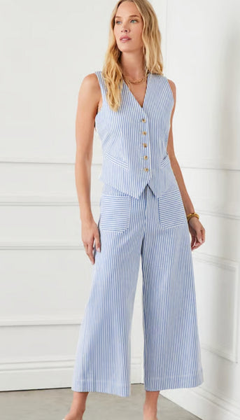 Stripe Cropped Wide Leg Pants