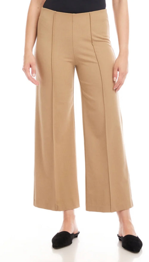 Cropped Pintuck Wide Leg Pants