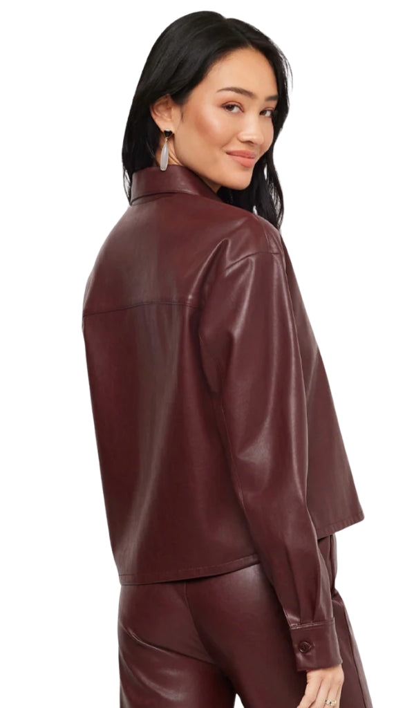 Faux Leather Button Up Shirt