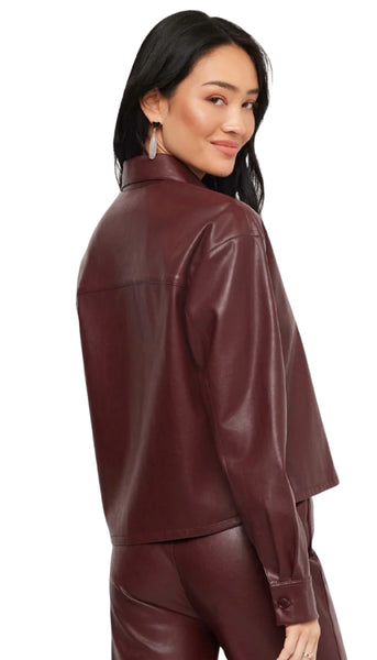 Faux Leather Button Up Shirt