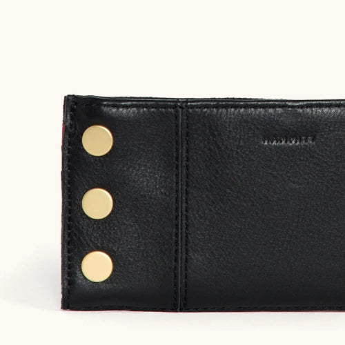 110 North-Black, Brushed Gold, Red Zipper