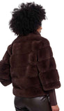 Faux Fur Jacket With Knitted Sleeve