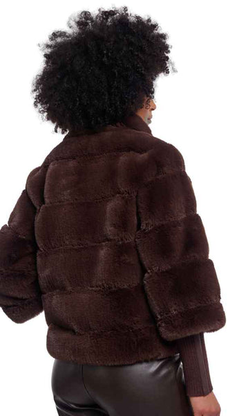 Faux Fur Jacket With Knitted Sleeve