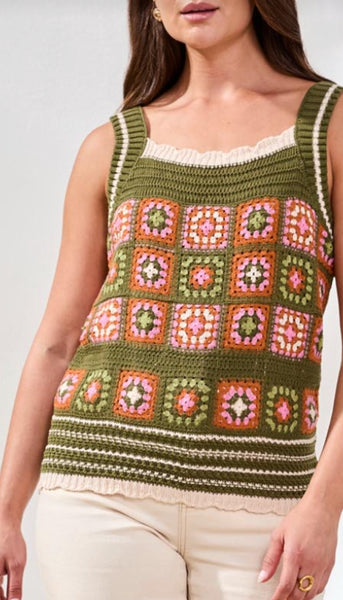 Widestrap Crochet Detail Sweater Cami