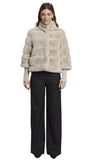Faux Fur Jacket With Knitted Sleeve