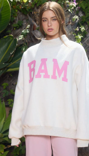 Mahj & Bam Mock Neck Sweatshirt-Reversible