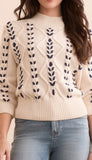 3/4 Sleeve Mock Neck With Cables