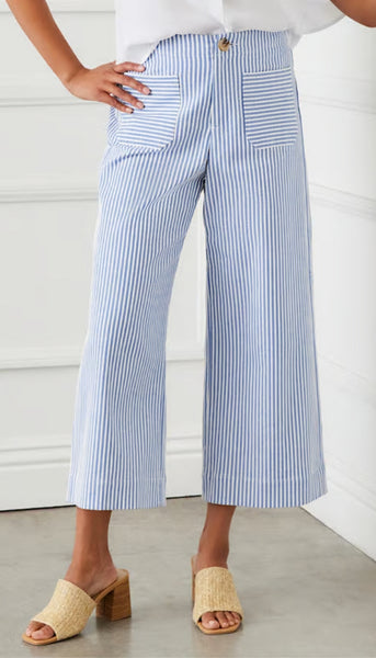 Stripe Cropped Wide Leg Pants