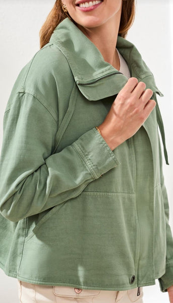 Button Front Jacket With Drawcord