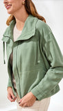 Button Front Jacket With Drawcord