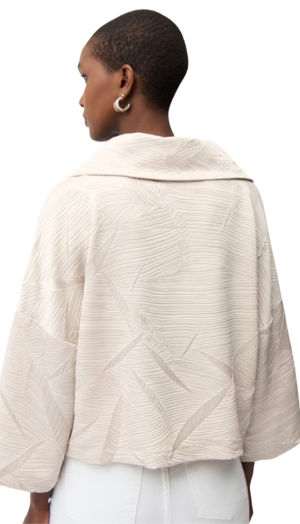 Pleated Boxy Jacket With Overlay Collar