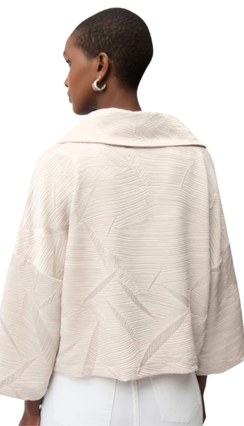 Pleated Boxy Jacket With Overlay Collar