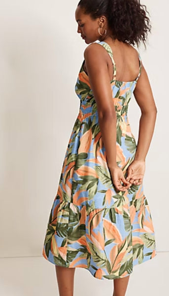 Beach Blooms Sleeve Midi Dress