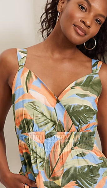 Beach Blooms Sleeve Midi Dress