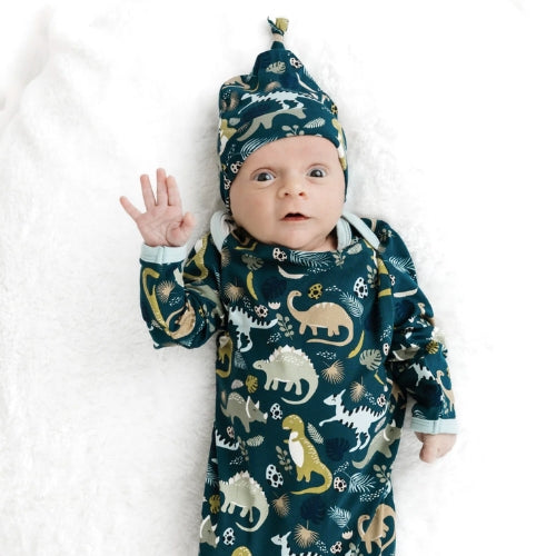 Prehistoric friends dinosaur Gown/Hat - Newborn