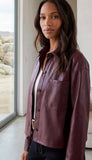 Faux Leather Button Up Shirt