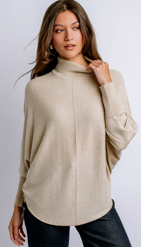 Long Sleeve Mock Neck Sweater With Sequins