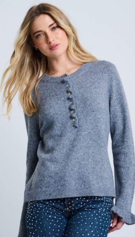 Grey Mix Ground Intarsia Rib Sweater