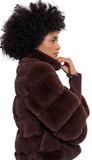 Faux Fur Jacket With Knitted Sleeve