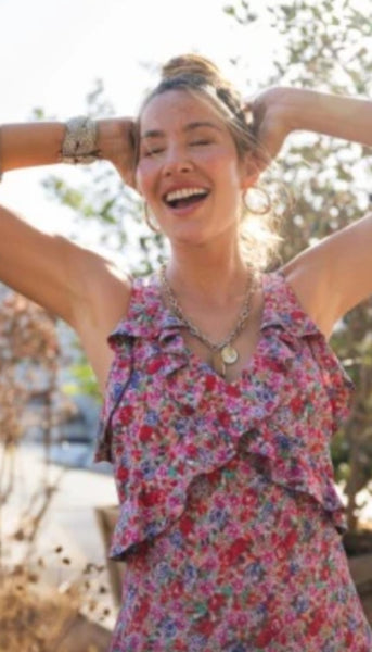 Sleevless Ruffle Front Maxi Dress