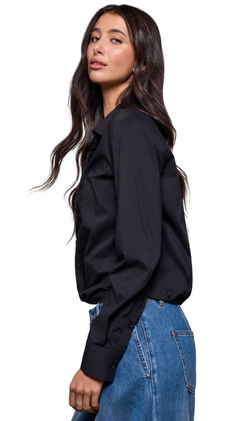 Long Sleeve Shirt With Front Knot Back Elastic