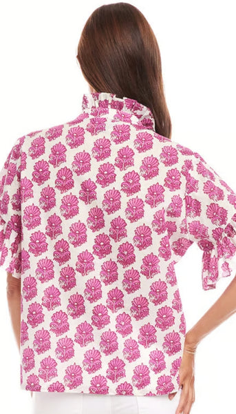 Short Sleeve Ruffle Trim Top