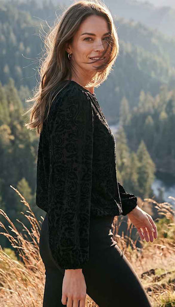 Velvet Burnout Boatneck Top