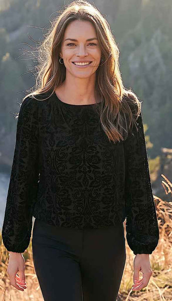 Velvet Burnout Boatneck Top