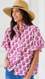 Short Sleeve Ruffle Trim Top