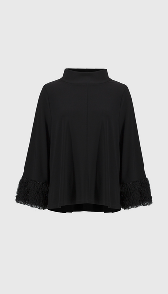 Silky Knit Trapeze Top with Novelty Cuffs