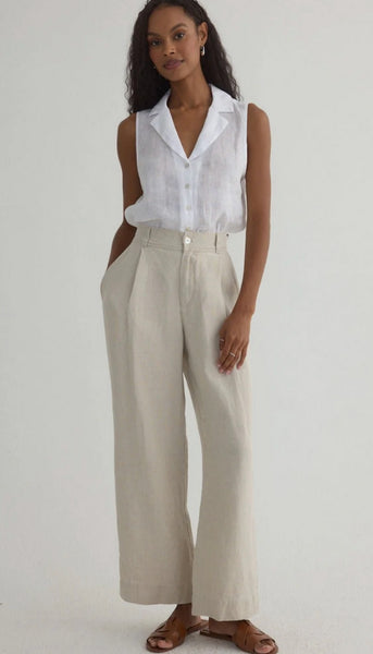 Pleated Wide Leg Ankle Pant