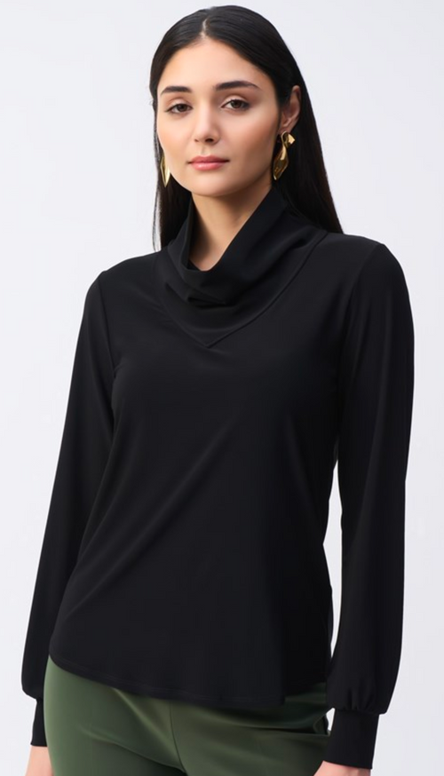 Silky Knit Straight Cowl Collar Top