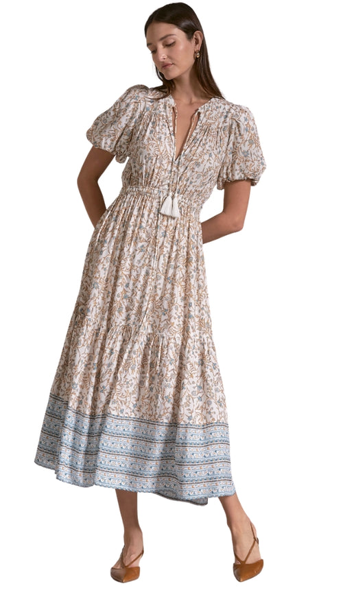 Short Sleeve  Vneck Maxi With Elastic Waist