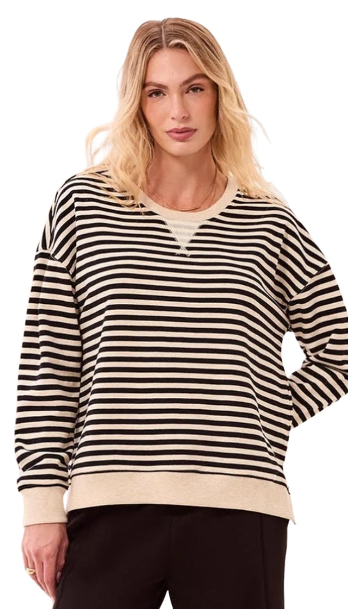 Long Sleeve Crew Neck Top With Combo