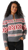 Mock Neck Jacquard Zip Sweater