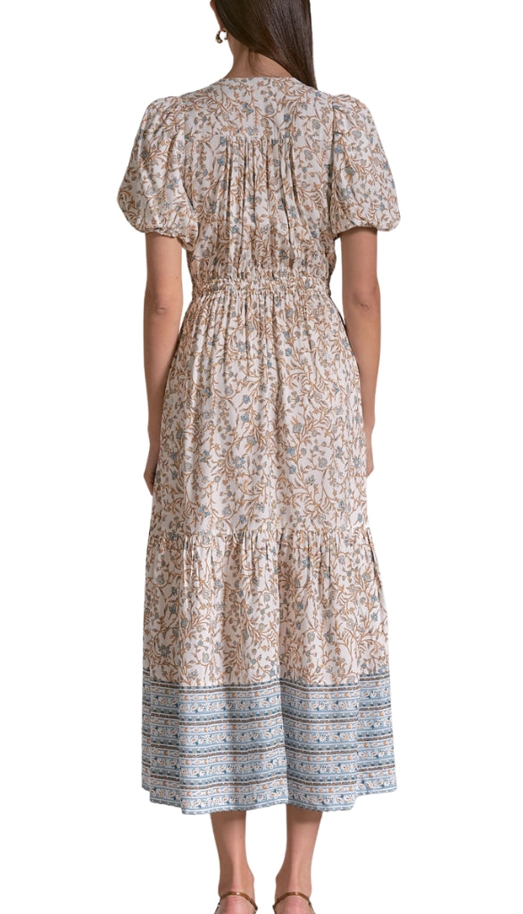 Short Sleeve  Vneck Maxi With Elastic Waist