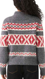 Mock Neck Jacquard Zip Sweater